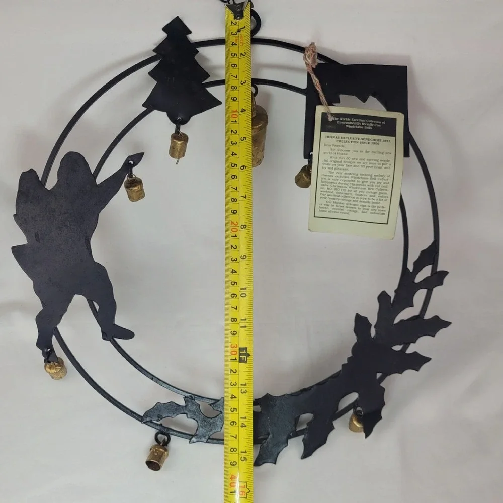 Husna Imports Iron Christmas Wreath Wind Chime Santa Tree Bells 15